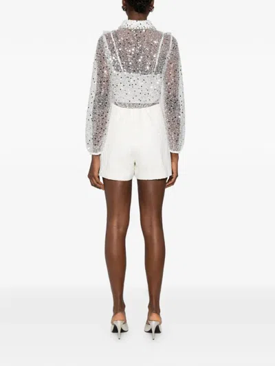 Maje Embellished Collared Jumpsuit In White