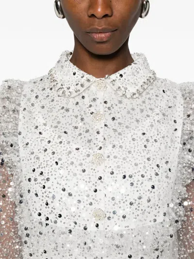 Maje Embellished Collared Jumpsuit In White