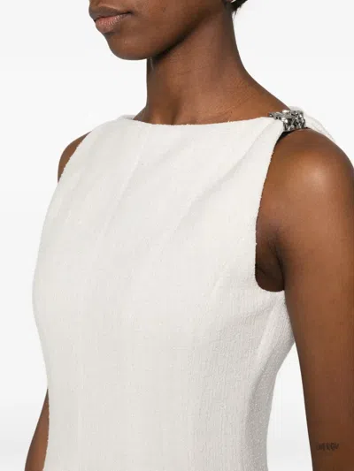 Maje Womens Ecru Flared Hardware-embellished Tweed Mini Dress In White