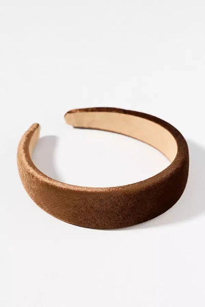 By Anthropologie Puffy Velvet Headband In Brown