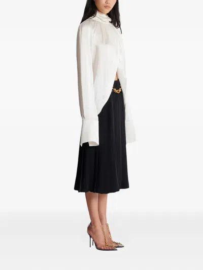 Balmain Draped Long-sleeve Blouse In White