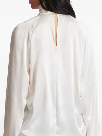 Balmain Draped Long-sleeve Blouse In White
