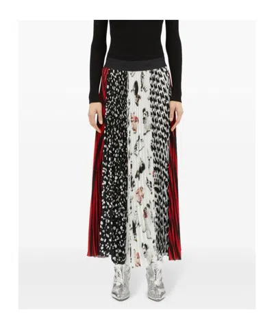 Msgm Patchwork-print Skirt In Multi