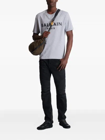 Balmain Biker Zip-detail Cotton Jeans In Black