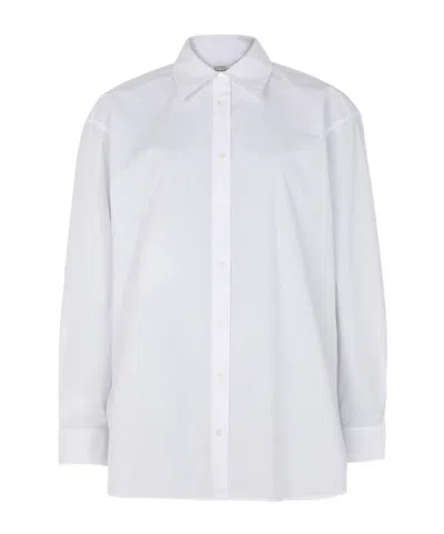 Totême Lapel Long-sleeved Shirt In White