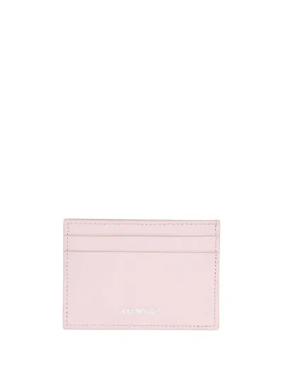 Off-white Leather Stripes Cardholder In Brown