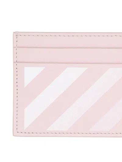 Off-white Leather Stripes Cardholder In Brown