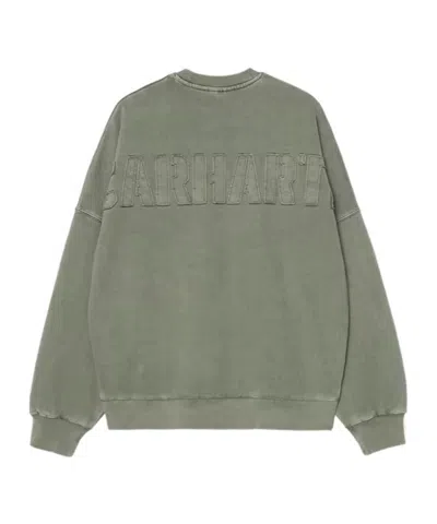 Carhartt Wip Logo Detailed Crewneck Sweatshirt In Green