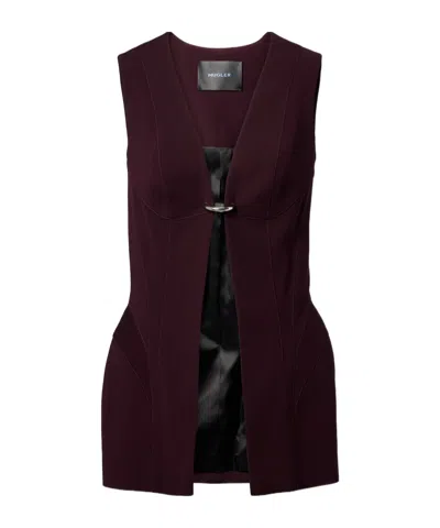 Mugler V-neck Front Opening Vest In Black