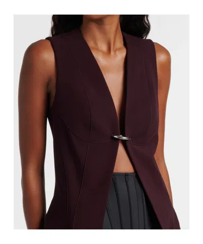 Mugler V-neck Front Opening Vest In Black