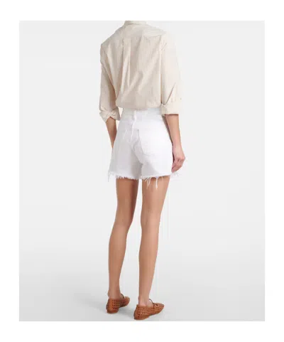 Agolde Parker Long Denim Short In Panna Cotta In White