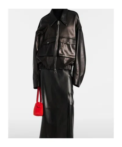 Khaite Owey Leather Jacket In Brown