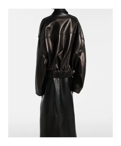 Khaite Owey Leather Jacket In Brown