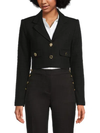 Karl Lagerfeld Women's Core Tweed Cropped Jacket In Black
