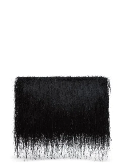Loulou De Saison Eckige Evano Clutch Mit Fransen In Black