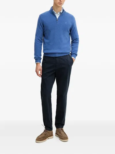 Hackett Elbow-patch Sweater In Blue