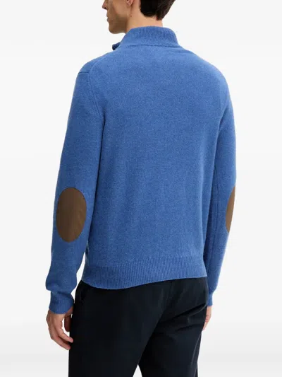 Hackett Elbow-patch Sweater In Blue