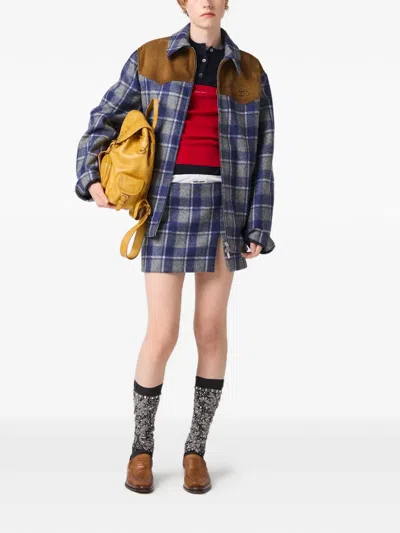 Miu Miu Karierter Minirock In Blue