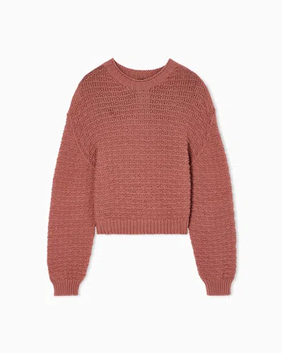 Emporio Armani Sweater With Links Stitch Texture And 3d Icon Motif In Pink