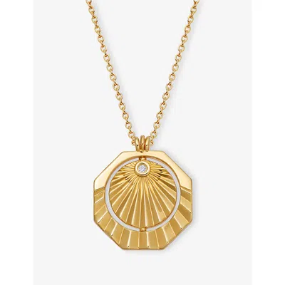 Astley Clarke Ial Sunrise Spinner Locket 18ct Yellow-gold Vermeil Plated 925 Sterling Silver And Sapphire Necklac In Gold