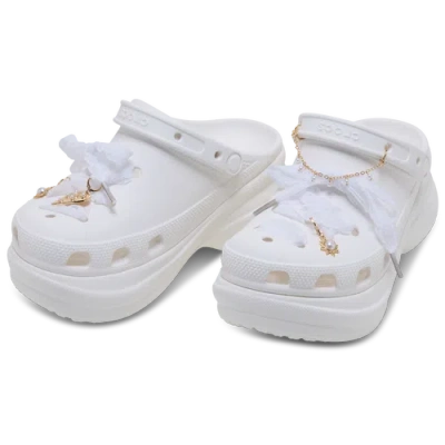 Crocs Youth   Laces & Pearl Chain Charm Kit In White