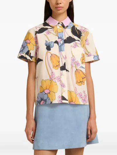 Marni Floral-print Pocket Shirt In Pink