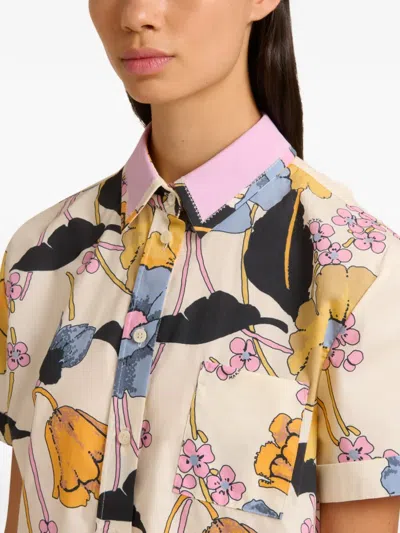 Marni Floral-print Pocket Shirt In Pink