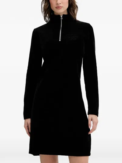 Hugo Boss Zip-up Mini Dress In Black