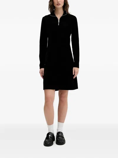Hugo Boss Zip-up Mini Dress In Black