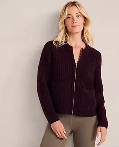 Ann Taylor Cashmere Shaker Bomber In Burgundy