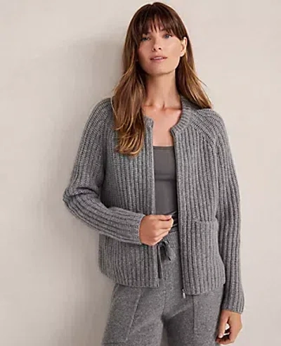 Ann Taylor Cashmere Shaker Bomber In Gray