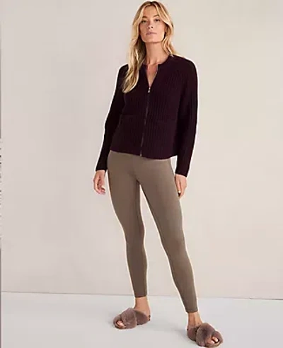 Ann Taylor Cashmere Shaker Bomber In Burgundy