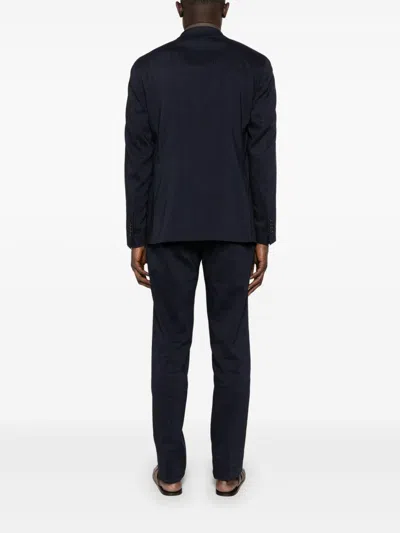 Tagliatore Blue Suit In Linen And Virgin Wool With Single-breasted Jacket And Trousers In Blue