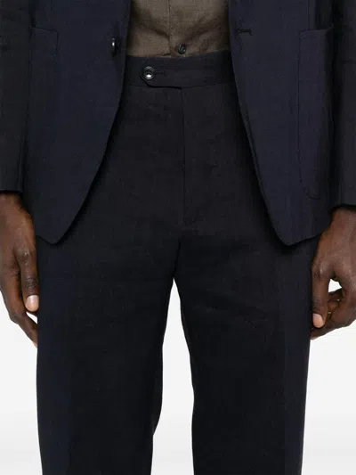 Tagliatore Blue Suit In Linen And Virgin Wool With Single-breasted Jacket And Trousers In Blue