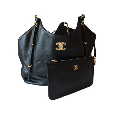 Pre-owned Chanel Quilted 25s Tote Bag Gold Hardware Black