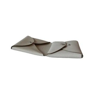 Pre-owned Chanel Hermes Calvi Duo Epsom Card Holder White