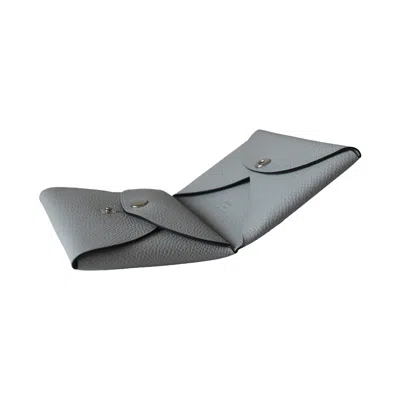 Pre-owned Chanel Hermes Calvi Duo Epsom Card Holder Silver Hardware Blue