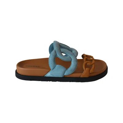 Pre-owned Hermes Extra Sandal Blue Brown