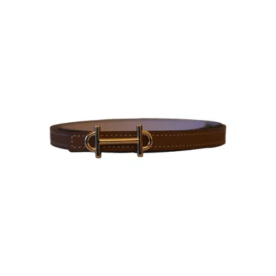 Pre-owned Hermes Gamma Reversible Belt Gold Hardware Brown