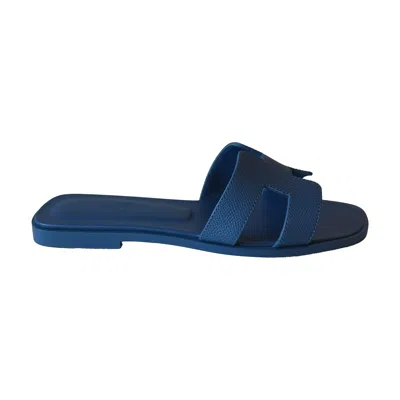Pre-owned Hermes Oran Sandals Blue