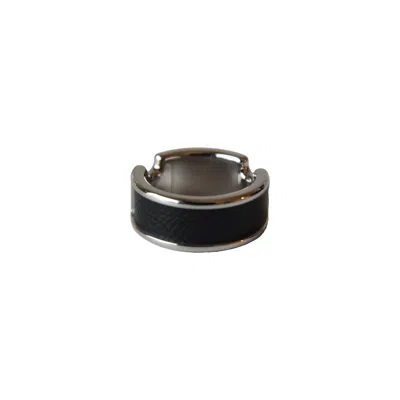 Pre-owned Hermes Olympe Ring Black Silver