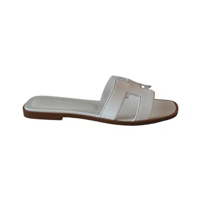 Pre-owned Hermes Oran Sandals White