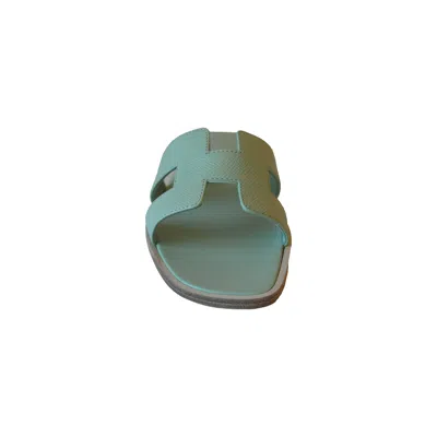 Pre-owned Hermes Oran Sandals Vert Frizz