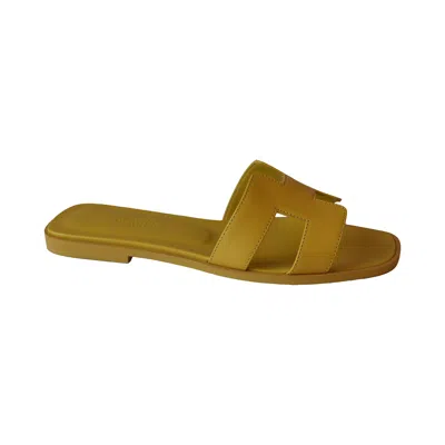 Pre-owned Hermes Oran Sandals Yellow