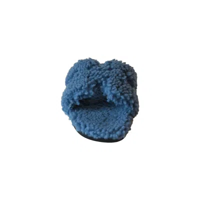 Pre-owned Hermes Oran Teddy Sandals Blue