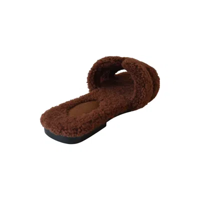 Pre-owned Hermes Oran Teddy Sandals Brown