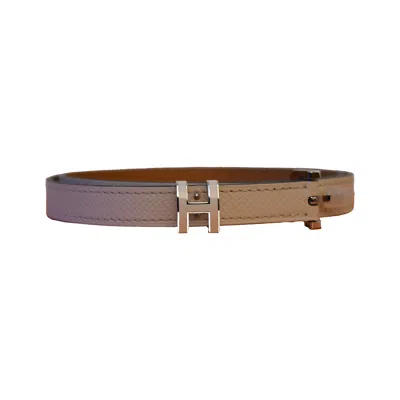 Pre-owned Hermes White Pop H Belt Craie