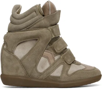 Isabel Marant Bekett Leather And Suede Wedge Sneakers In Multi