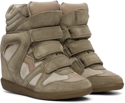 Isabel Marant Bekett Leather And Suede Wedge Sneakers In Multi