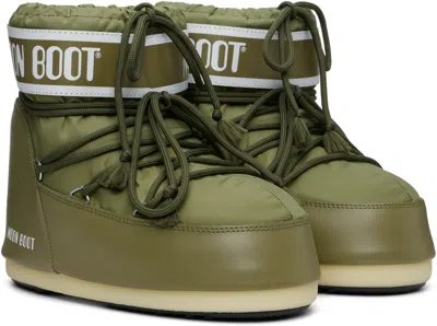 Moon Boot Mens Khaki Icon Low 2 Lace-up Nylon Snow Boots M In Brown